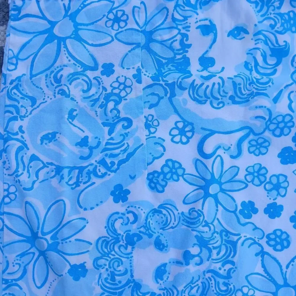 Vintage lilly pulitzer girls 10 yrs shift dress coastal blue lion around floral